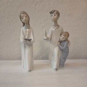 Vintage Lladro Lot Of 2 #4874 #4868 Children in Nightshirts with Candles Retired